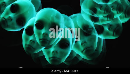 Computer generated image of surreal alien heads Stock Photo