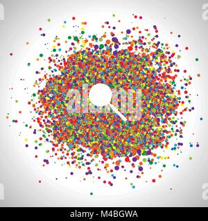 Magnifier made by colorful dots, vector Stock Vector
