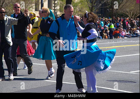 Gatto Swing Lindy Hoppers during Cherry Blossom Parade held in Washington DC Stock Photo