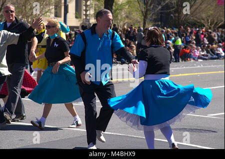 Gatto Swing Lindy Hoppers during Cherry Blossom Parade held in Washington DC Stock Photo