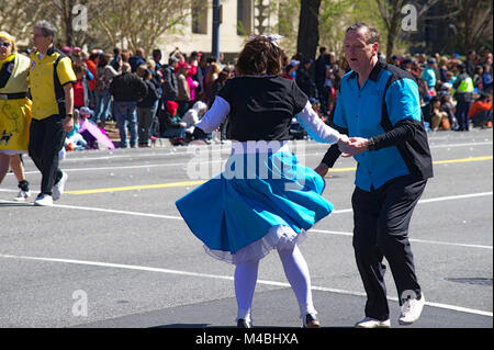 Gatto Swing Lindy Hoppers during Cherry Blossom Parade held in Washington DC Stock Photo