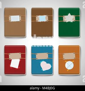 Six different colorful notebooks Stock Vector