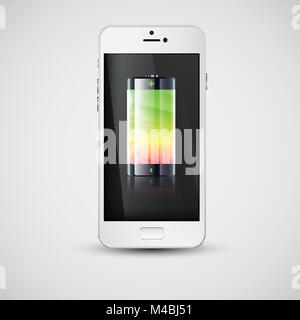 Realistic smartphone charging, vector illustration Stock Vector