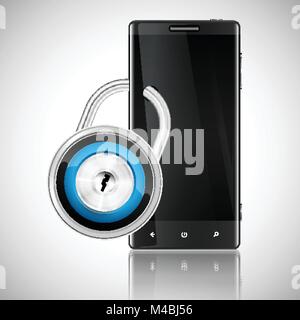 Phone security illustration, vector Stock Vector