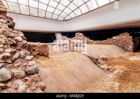 SOFIA, BULGARIA - JANUARY 03: Ruins of Roman building in open underground museum, between Serdika metro stations, on January 03, 2017 in Sofia, Bulgar Stock Photo