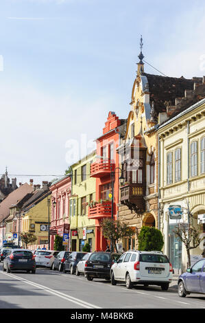 Modern streets of Sighisoara, Romania Stock Photo