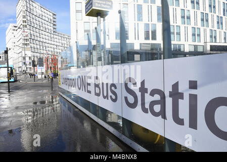 Liverpool One Bus Station is located in Canning Street, Liverpool, Merseyside, England, UK. Formerly known as Paradise Street Interchange, it was situ Stock Photo