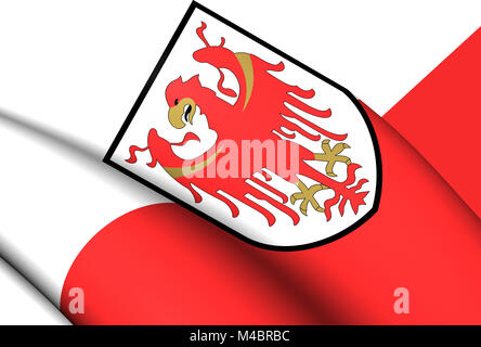 3D Flag of the Trentino-Alto Adige, Italy. Stock Photo