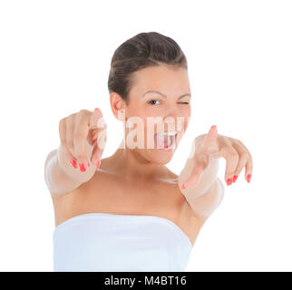 Beautiful woman pointing a great idea Stock Photo
