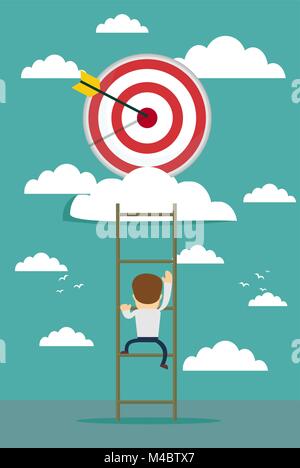 businessman climbing the ladder for target, Stock Vector
