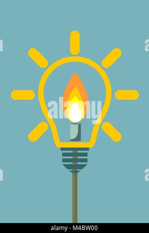 Candle on light bulb Stock Vector
