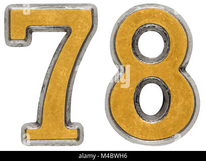 Metal numeral 78, seventy-eight, isolated on white background Stock Photo