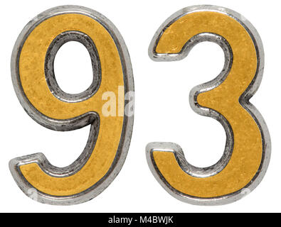 Metal numeral 93, ninety-three, isolated on white background Stock ...