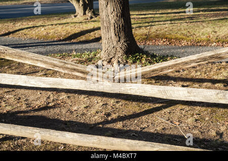 Broken wooden fence Stock Photo