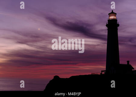 Pigeon Point Lighthouse at sunset, built in 1871 Stock Photo