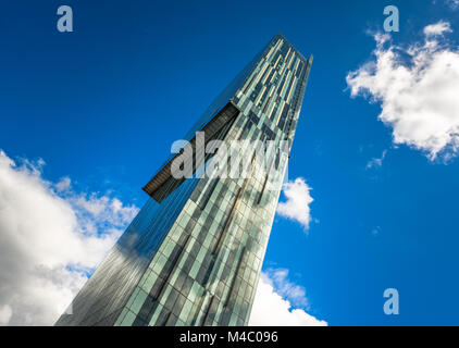 MANCHESTER,UK - JULY 13: Beetham Tower is a 47-storey skyscraper designed by Ian Simpson. Built in 2006, is the tallest building in Manchester. Stock Photo