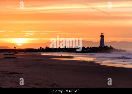 Santa Cruz Breakwater Light (Walton Lighthouse) at sunrise Stock Photo