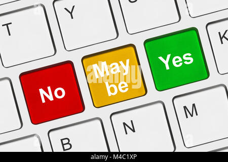 Computer keyboard with Yes No and Maybe keys Stock Photo