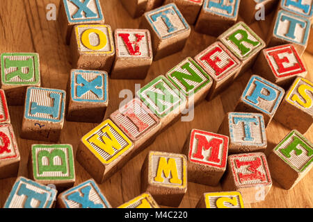 Wooden Toy Blocks Spell Winner Stock Photo