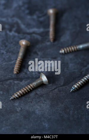 Group of rusty screws Stock Photo