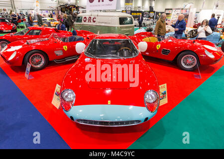 ExCel, London, 15th Feb 2018. Ferraris on display, including this 1963 Drogo Speciale.  The London Classic Car Show opens to celebrate the world's greatest classic cars, starring 700 of the finest cars, as well as Grand Avenue featuring cars parading down its track. Credit: Imageplotter News and Sports/Alamy Live News Stock Photo
