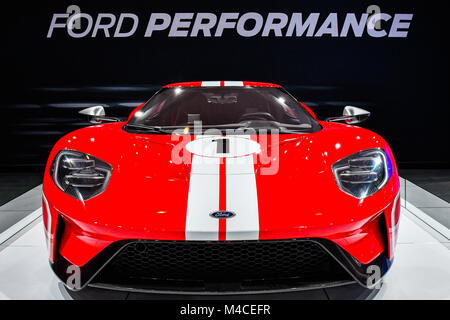 Toronto, Canada. February 15, 2018. A Ford GT on display at the 2018 Canadian International Autoshow media preview day at the Metro Toronto Convention Centre.   Dominic Chan/EXimages Stock Photo