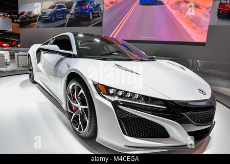 Toronto, Canada. February 15, 2018. Acura NSX on display at the 2018 Canadian International Autoshow media preview day at the Metro Toronto Convention Centre.   Dominic Chan/EXimages Stock Photo