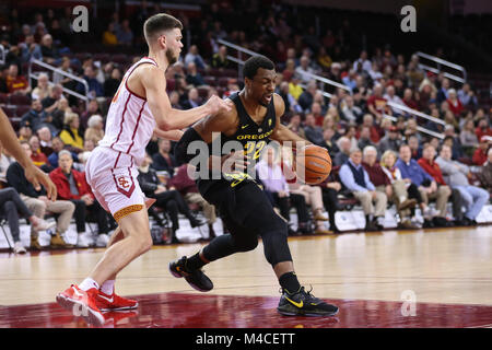 February 15, 2018: Oregon Ducks forward MiKyle McIntosh (22) in a NCAA Basketball game between the Oregon Ducks vs USC Trojans at the Galen Center in Los Angeles, CA: Jordon Kelly/CSM(Jordon Kelly : © Cal Sport Media) Stock Photo