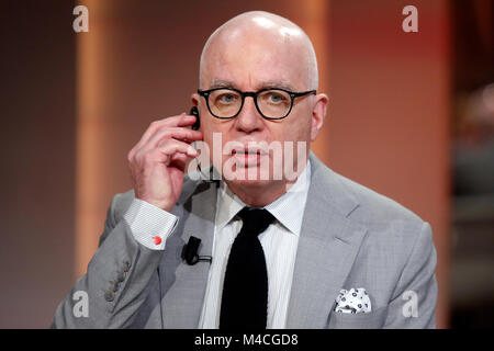 Rome, Italy. 15th Feb, 2018. American writer Michael Wolff Roma 15/02/2018. Trasmissione tv 'Otto e Mezzo'. Rome February 15th 2018. Talk show 'Otto e Mezzo'. Foto Samantha Zucchi Insidefoto Credit: insidefoto srl/Alamy Live News Stock Photo