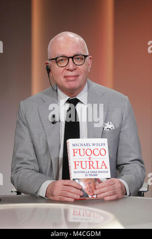 Rome, Italy. 15th Feb, 2018. American writer Michael Wolff Roma 15/02/2018. Trasmissione tv 'Otto e Mezzo'. Rome February 15th 2018. Talk show 'Otto e Mezzo'. Foto Samantha Zucchi Insidefoto Credit: insidefoto srl/Alamy Live News Stock Photo