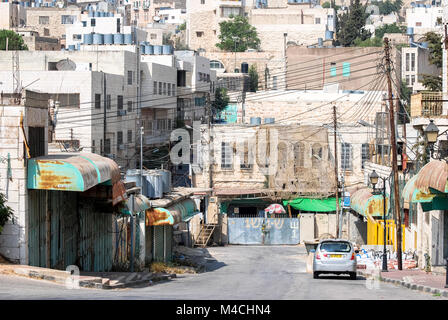 HEBRON, ISRAEL - AUGUST 04, 2010: Horizontal picture of roadblock separating the palestinian and jewish side in Hebron, Israel. Stock Photo