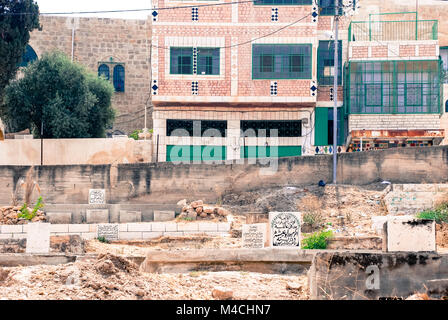 HEBRON, ISRAEL - AUGUST 04, 2010: Horizontal picture of palestinian cemetery in Hebron, Israel. Stock Photo