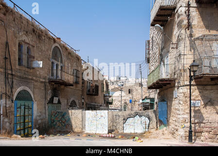 HEBRON, ISRAEL - AUGUST 04, 2010: Horizontal picture of roadblock in Hebron, Israel. Stock Photo