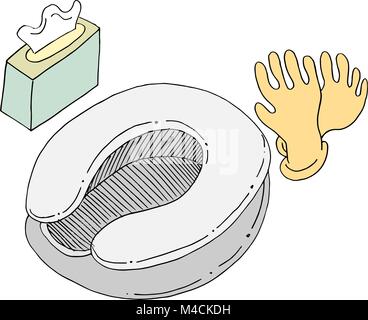 An image of Bed Pan Wipes and Gloves. Stock Vector
