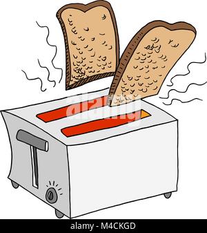 An image of a retro toaster toasting bread. Stock Vector