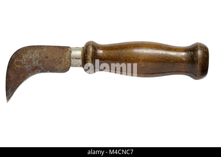 old linoleum hook knife isolated on white background Stock Photo