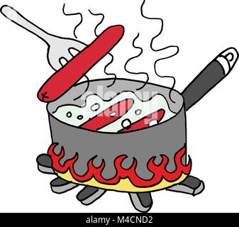 Boiling water in the pot illustration Stock Vector Image & Art - Alamy