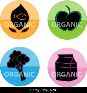 An image of a organic food label icons. Stock Vector
