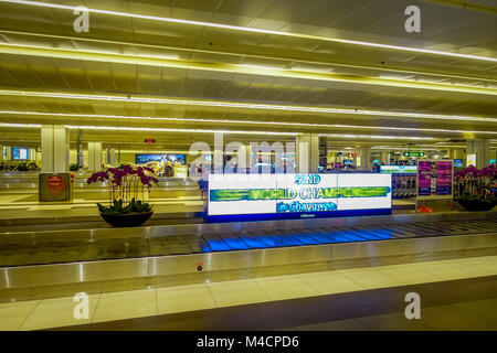 SINGAPORE, SINGAPORE - JANUARY 30. 2018: Indoor vieww of baggage claim area of Changi Airport. Singapore Changi Airport, is the primary civilian airport for Singapore, and one of the largest hubs in Southeast Asia Stock Photo