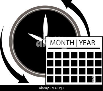An image of a clock calendar  icon. Stock Vector