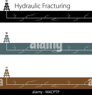 An image of a hydraulic fracking banner set. Stock Vector