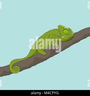 An image of a chameleon sitting on a branch. Stock Vector