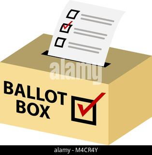 An image of a 3d voting ballot box with red checkmark. Stock Vector
