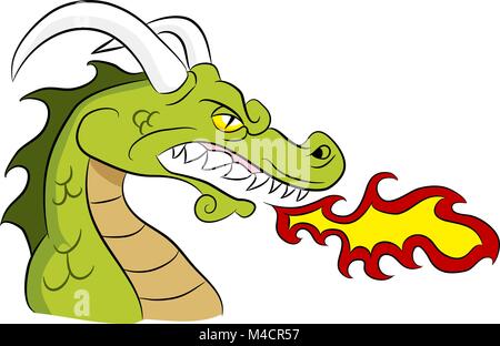 An image of a cartoon fire breathing dragon. Stock Vector