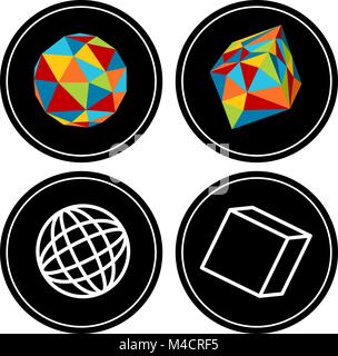 An image of a set of geometric polygon icons. Stock Vector