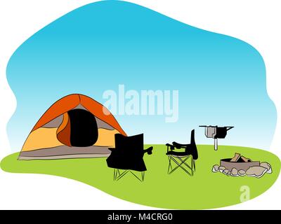 An image of a camping background. Stock Vector