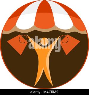 An image of a figure going on a shopping spree. Stock Vector