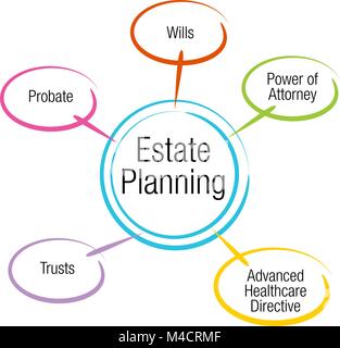 An image of an estate planning chart. Stock Vector