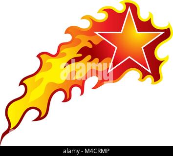 An image of a flaming shooting star. Stock Vector