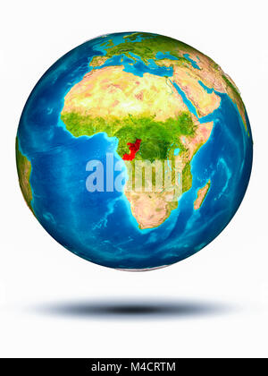Congo in red on model of political globe with transparent oceans. 3D ...